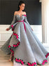 Silver Lace Long Sleeves High Split Prom Dresses LBQ1456